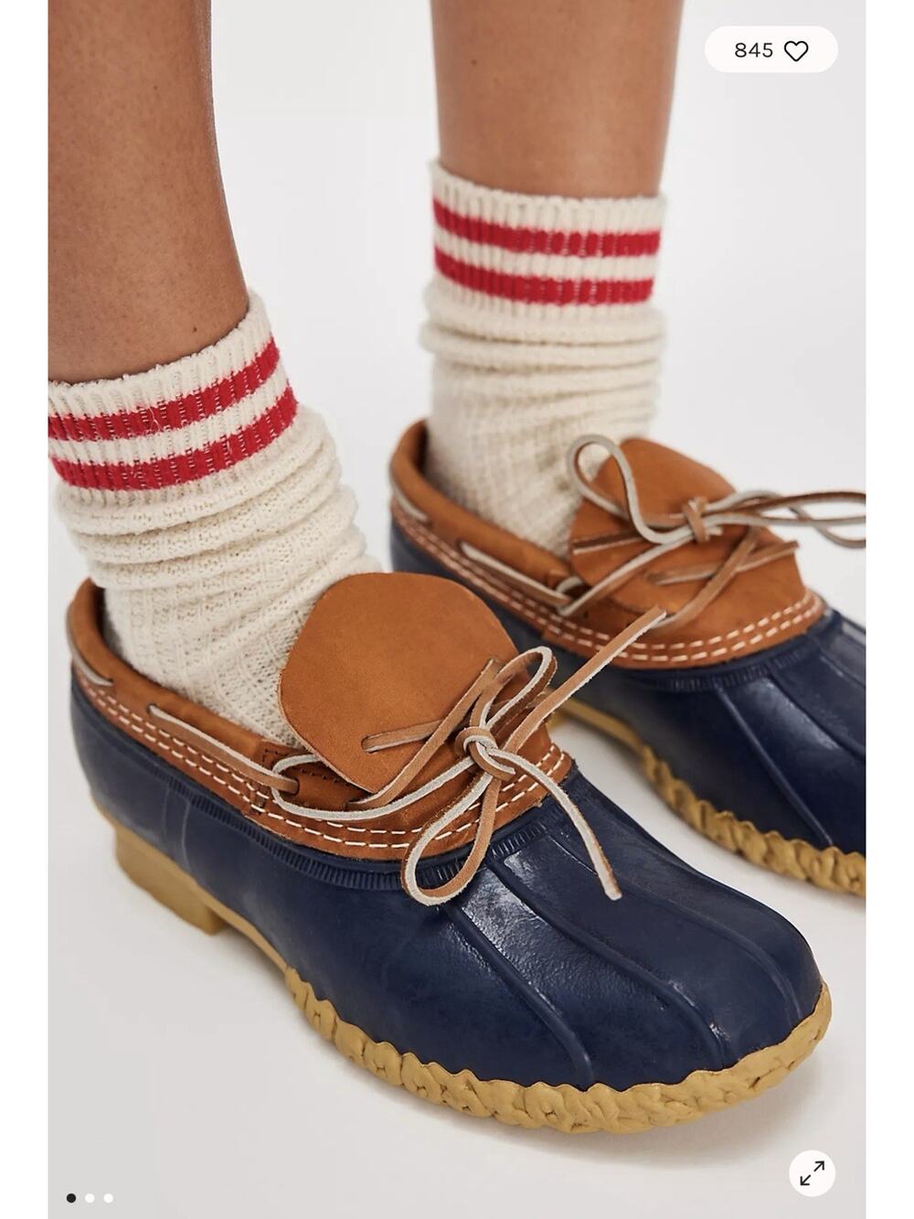 L.L. Bean Duck Boot Rubber Moc Navy Blue Slip On Shoes Womens 7N Free People